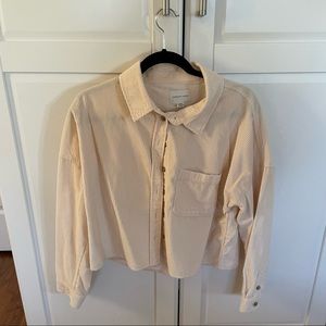 american eagle cream cropped corduroy jacket